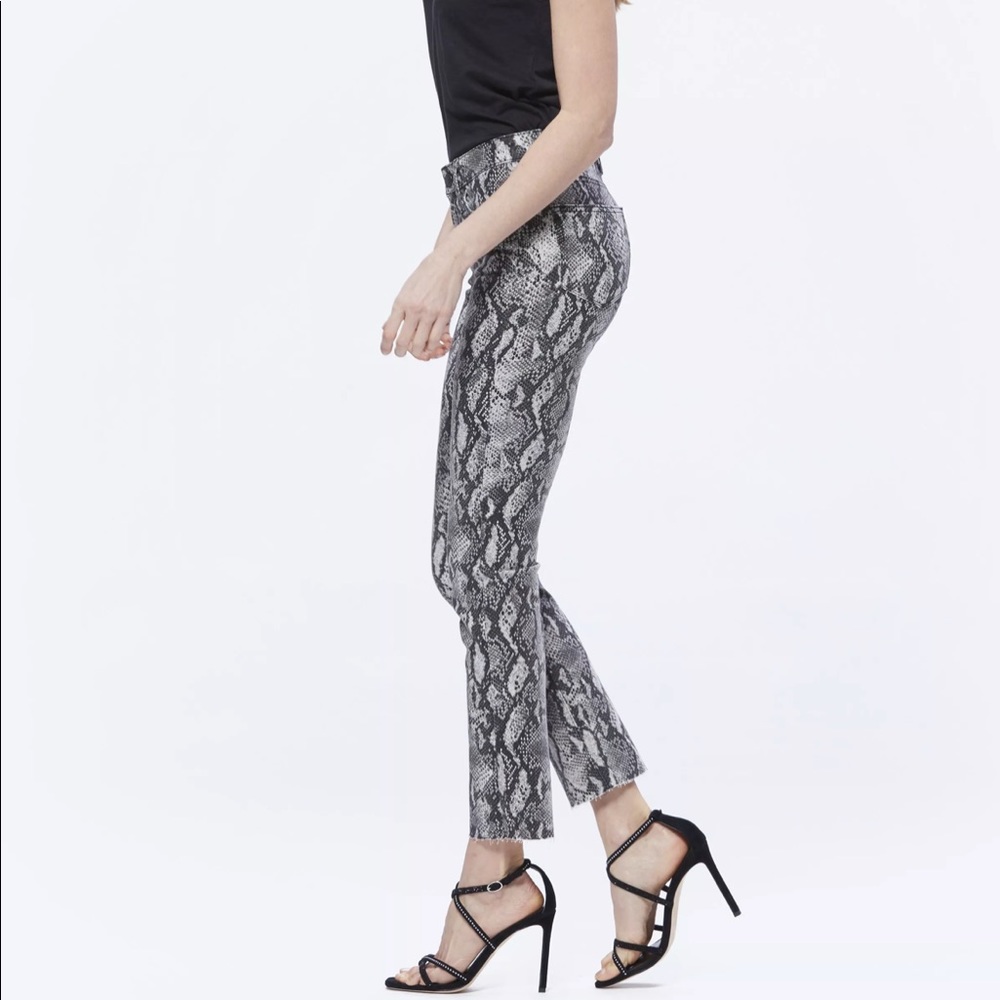 Hoxton Raw Hem Snake Print High-Rise Slim Jeans - Picture 3 of 13